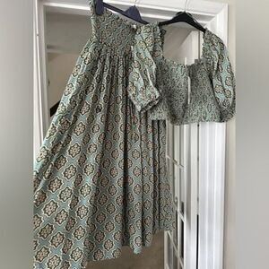 ZARA BOHO SMOCKED LONG PRINTED SKIRT